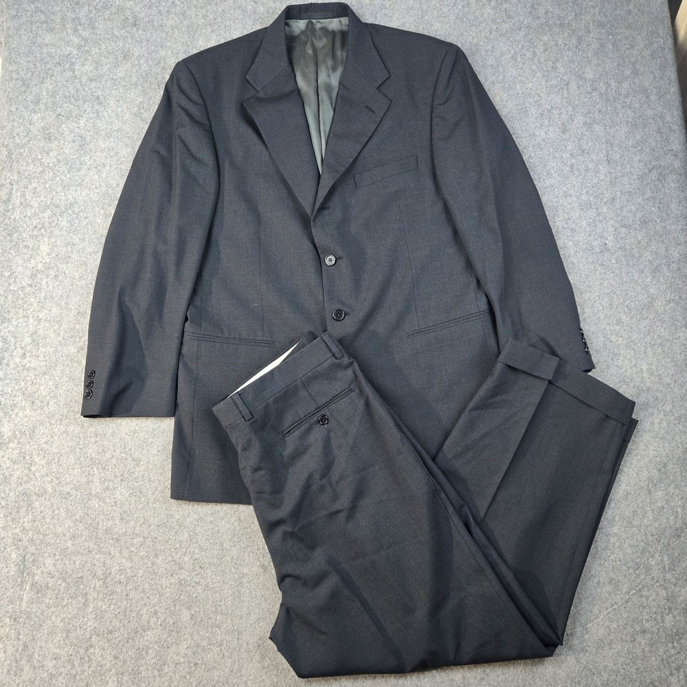 Vintage Givenchy Monsieur Suit Set Mens 44 Black Pants Blazer 2 Piece Wool